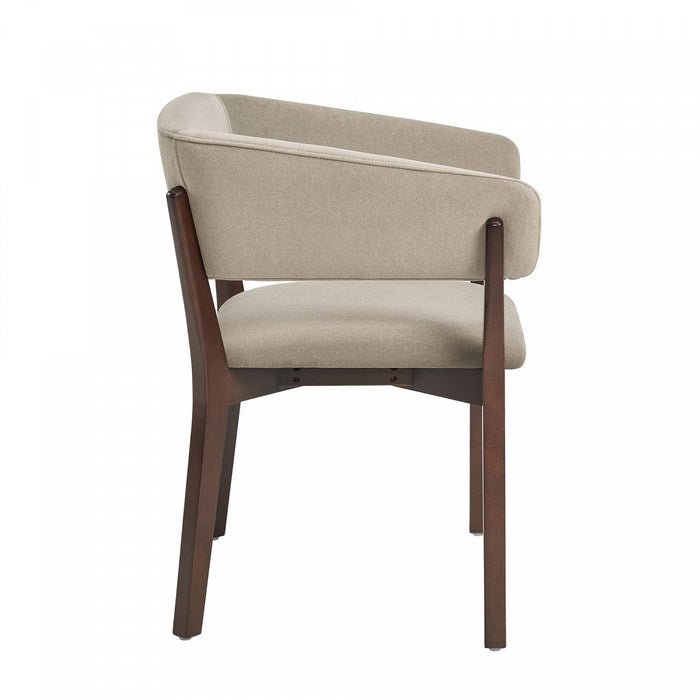 Blake Modern Faux Mohair Wood Armchair in Natural - Set of 4 Dining Chair 