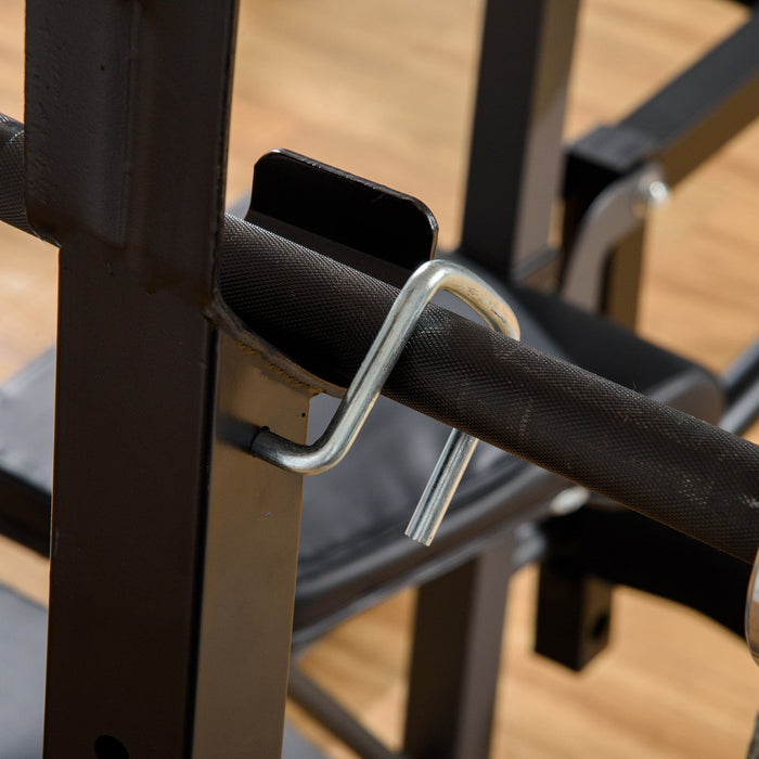 Soozier Weight Bench Stand With Squat Rack, Adjustable Olympic Bench, Multifunctional Arm Curl Pad, 
