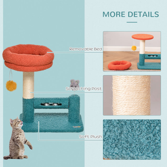Pawhut Cat Tree With Removable Bed Scratching Post Interactive Kitten Toy Dangling Ball Spring Rolle