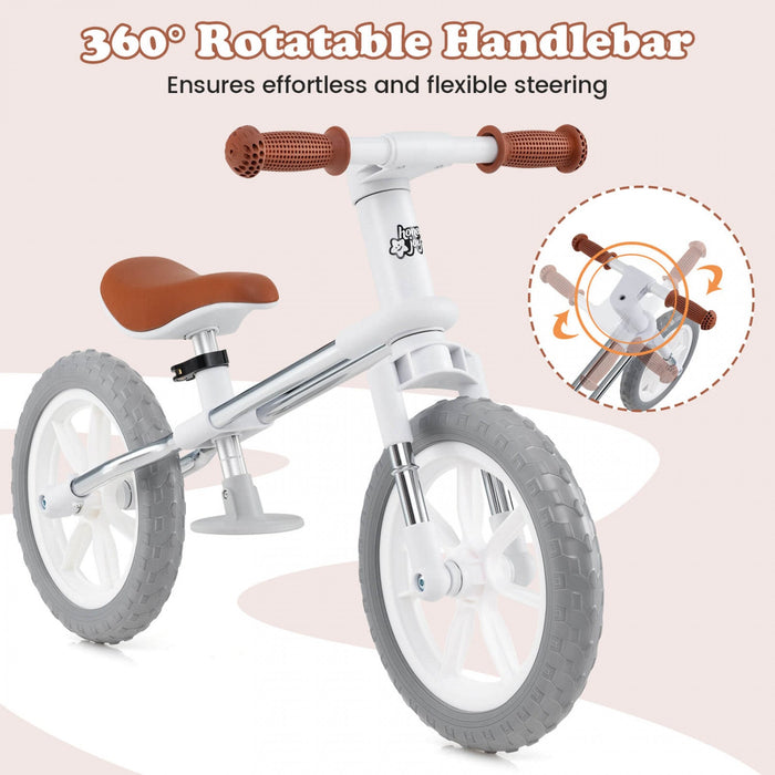 Honeyjoy 12" Balance Bike 2 Wheels Children's Bicycle With Adjustable Seat White