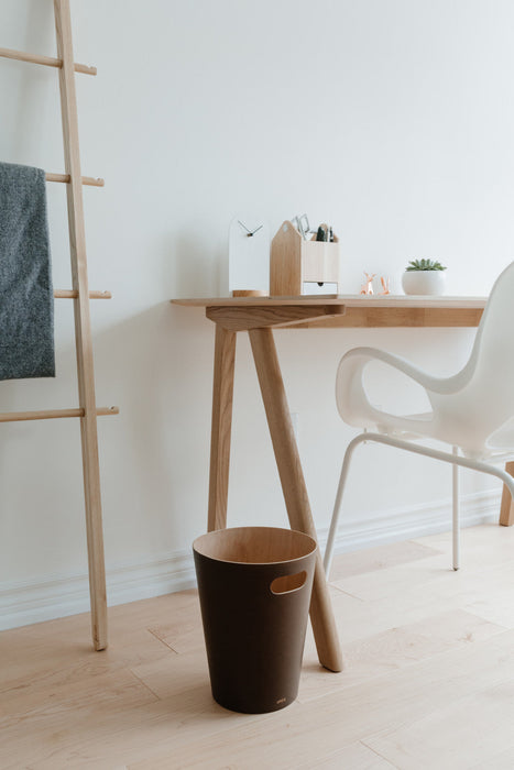 Umbra Woodrow Garbage Bin Trash Can - Espresso