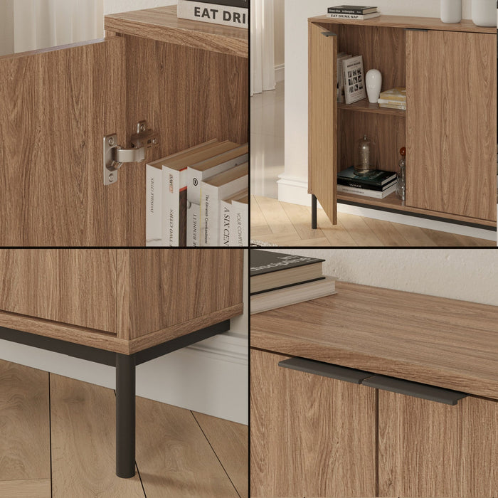 Nordika Slim 2-Door Storage Console Accent Cabinet - Light Walnut 
