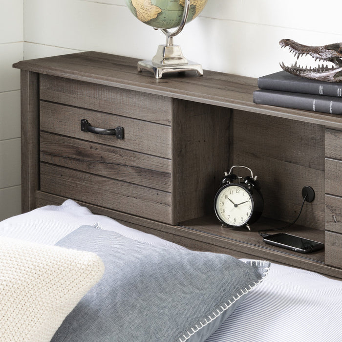 Ulysses Storage Bed And Bookcase Headboard Set Fall Oak - South Shore Full Bed