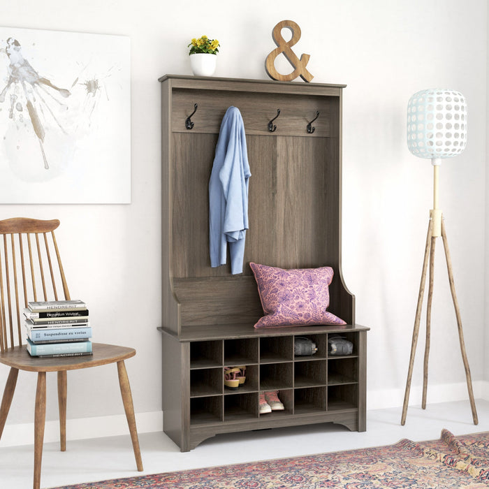 Hall Tree with Shoe Storage - Drifted Grey