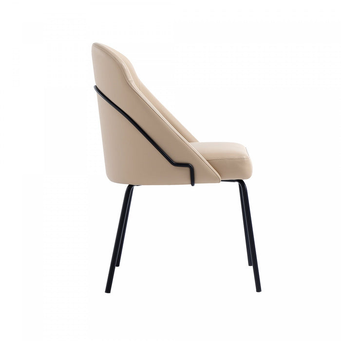 Gracie Modern Metal Vegan Leather Dining Chair in Tan and Black Armoire 