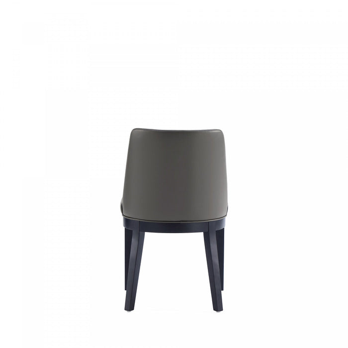 Gansevoort Modern Wood Vegan Leather Dining Chair in Graphite - Set of 4 