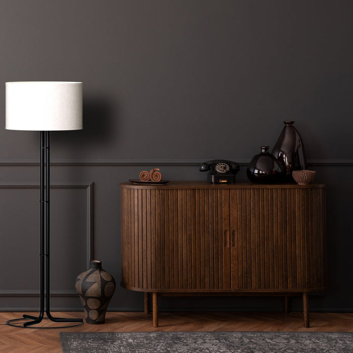 62\" Black Floor Lamp with Cylindrical Shade 