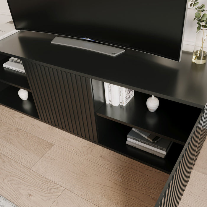 Nordika Trelisse 60\" TV Stand with 3 Doors - Black