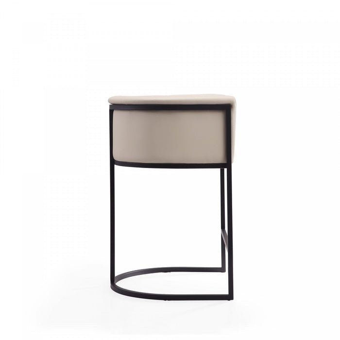 Cosmopolitan Mid-Century Modern Metal Upholstered Counter Stool in Cream - Set of 3 Bar Stool 