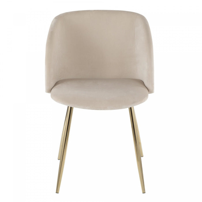 LumiSource Fran Cream Velvet Contemporary Dining Chair - Set of 2