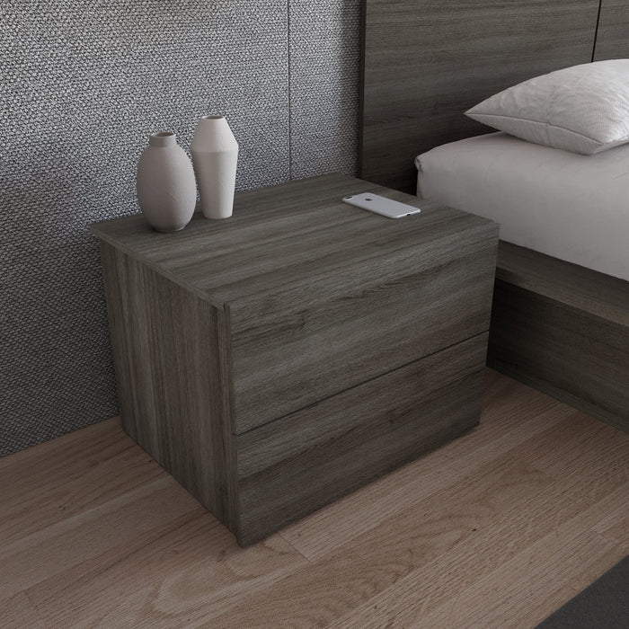 Nordika James Nightstand with 2-Drawers - Grey Oak
