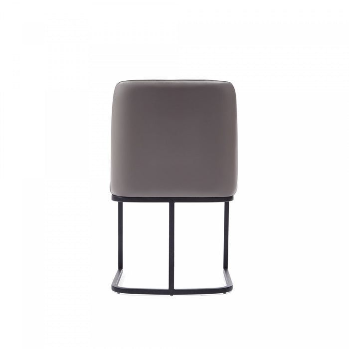 Serena Modern Metal Vegan Leather Dining Chair in Taupe - Set of 2 