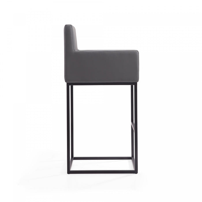 Ambassador Mid-Century Modern Metal Upholstered Barstool in Gray - Set of 3 Bar Stool 