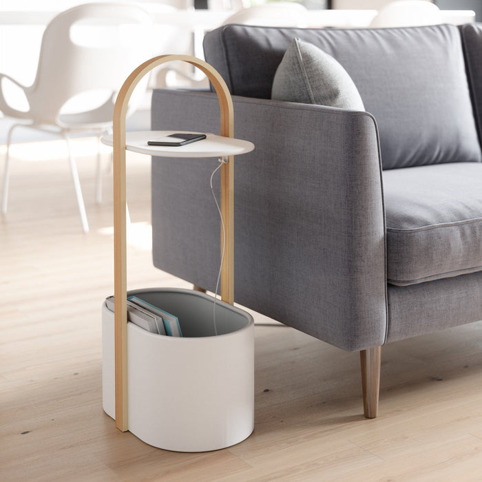 Umbra Modern Steel Bellwood Storage End Table - White and Natural