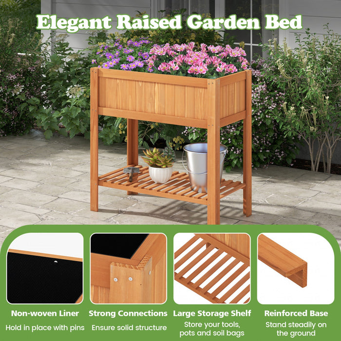 Costway Raised Garden Bed Elevated Planter Box Shelf Standing Garden Herb Garden Wood