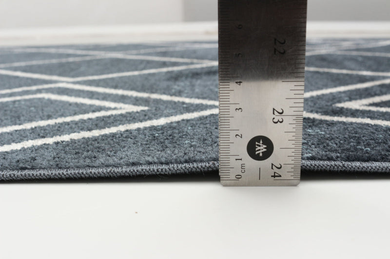 Kenza Blue Machine Washable Area Rug - 2'6\" x 8'0\"