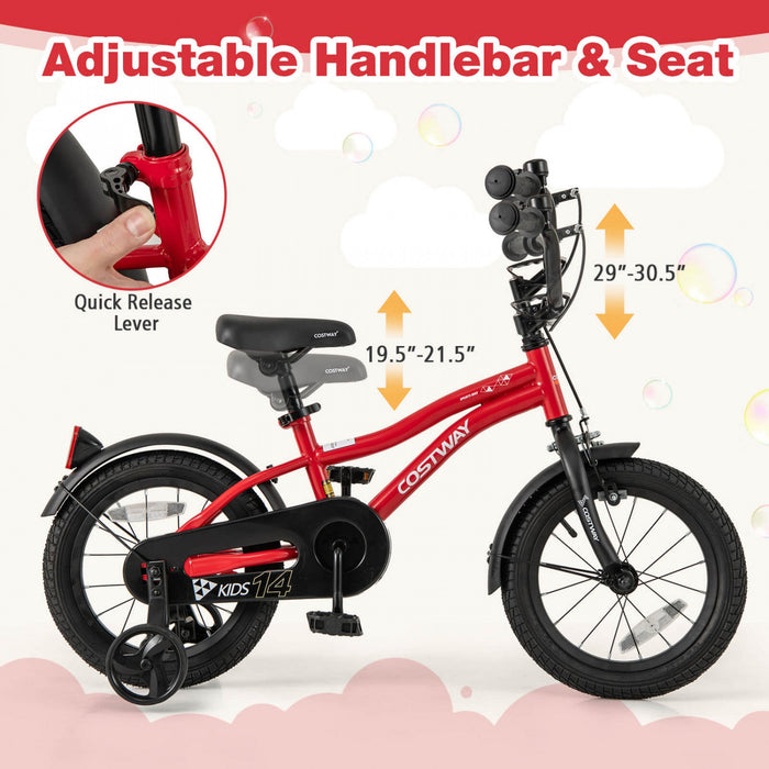 Costway 14" Kids Bike For 3-5 Years Old Boys & Girls With Adjustable Seat Handbrake Reflectors Red