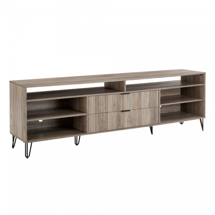 Dumbo Modern 85\" Fluted TV Stand in Golden Brown 