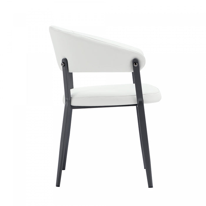 Belle Modern Metal Upholstered Dining Chair in White 