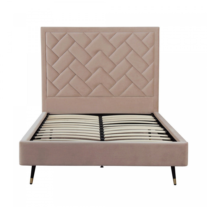 Crosby Modern Upholstered Velvet Full Bed in Nude 