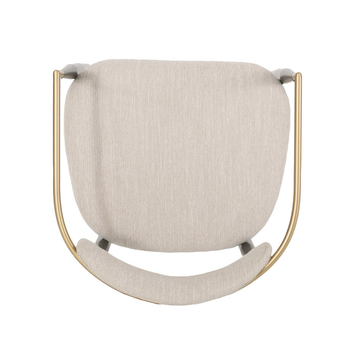 Mila Dining Chair Set Of 2 With Upholstered Fabric And Metal Frame - Beige and Black 
