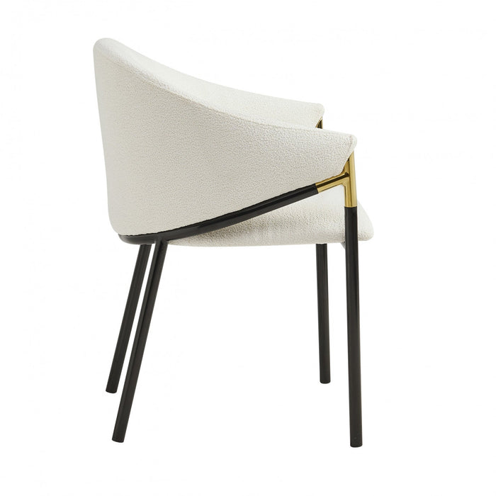 Pater Modern Dining Chairs With Upholstered Fabric Seating And Metal Legs,white 