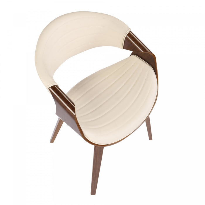 LumiSource Symphony Faux Leather Mid-Century Modern Dining Accent Chair - Walnut/Cream