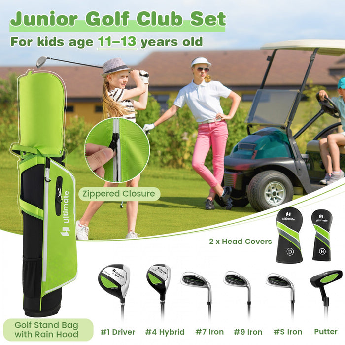 Ultimate Junior Complete Golf Club Set For Kids Age 11-13 Years Old Golf Practice Set Green