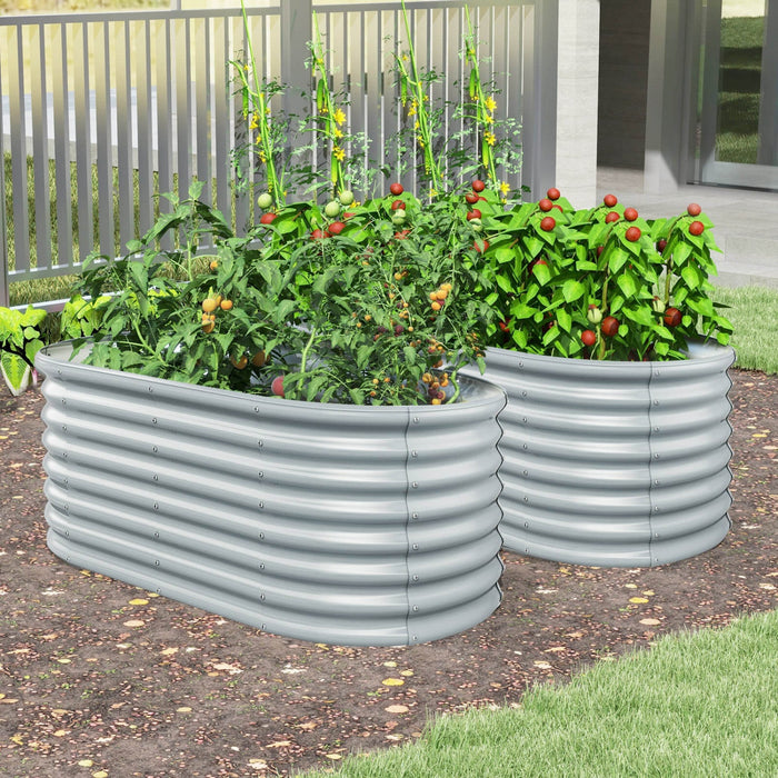 Costway 2 Pcs Raised Garden Bed Kit Planter Raised Garden Boxes Outdoor 65" X 32" X 24" Gray