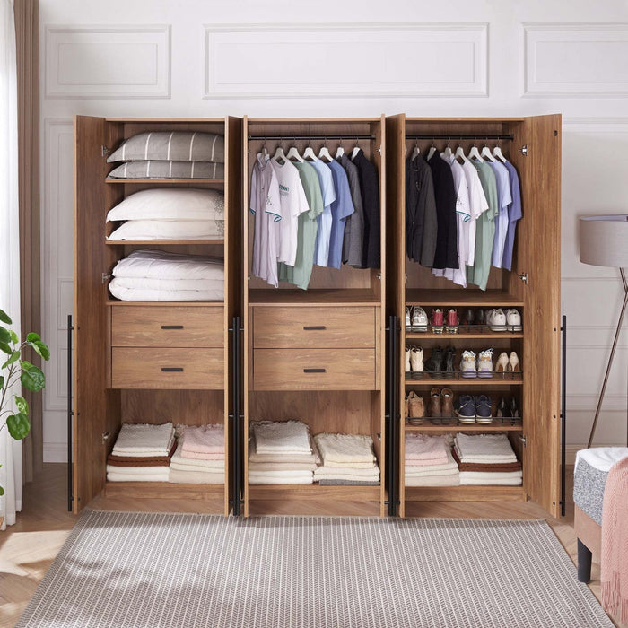 Lee Modern 3-Piece Wardrobe Closet in Golden Brown Armoire 
