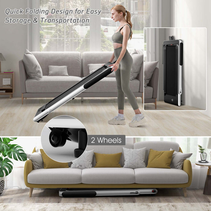 Superfit 2.25hp 2 In 1 Dual Display Folding Treadmill Jogging Machine W/app Control White