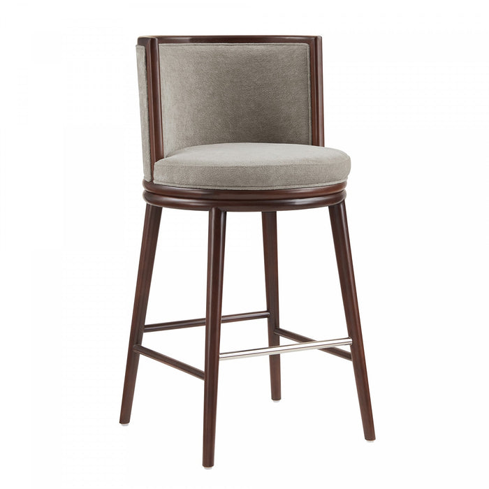 Evalyn Modern Wood Upholstered Barstool in Dove 