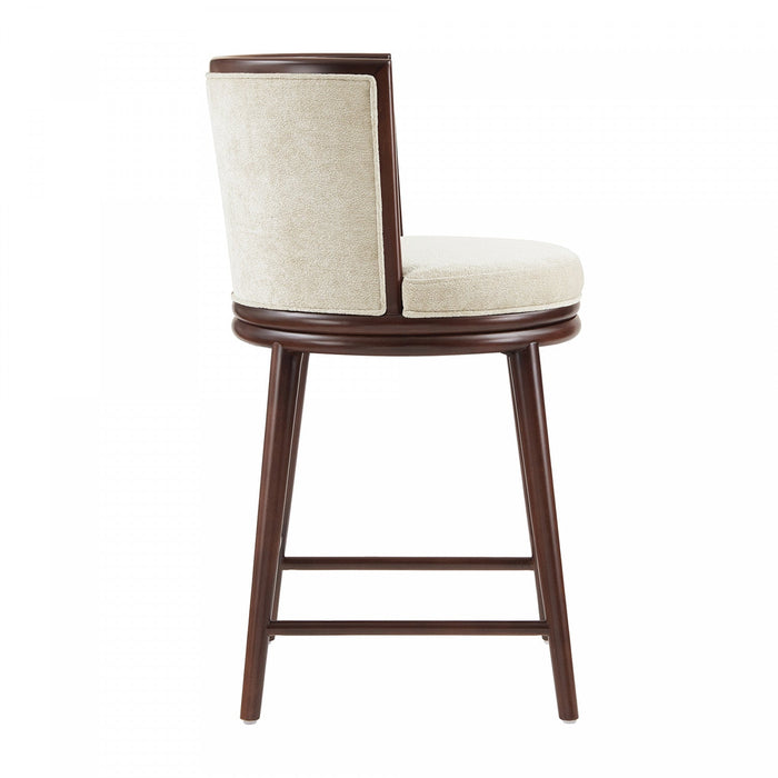 Evalyn Modern Wood Upholstered Counter Stool in Cream 