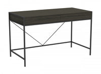 49” Computer Desk With 2 Drawers - Grey Wood With Black Metal 