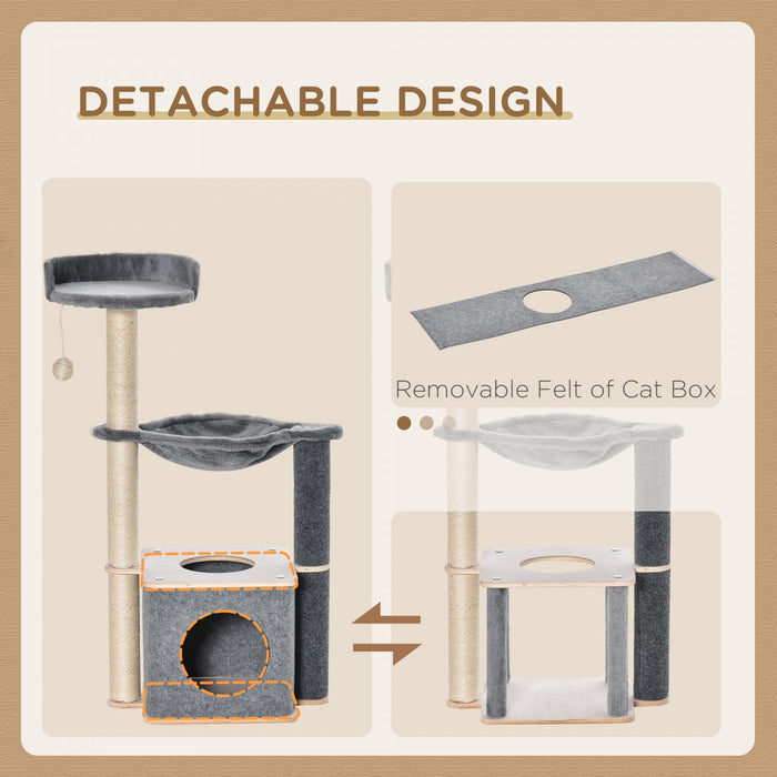 Pawhut Cat Tree, Multi-level Cat Tower With Perch, Scratching Post, Cat Condo, Hammock, Hanging Toy 