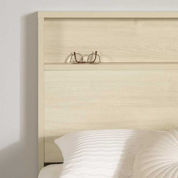 Fusion Platform Bed And Headboard With Storage Shelf Set Bleached Oak - South Shore Queen Bed