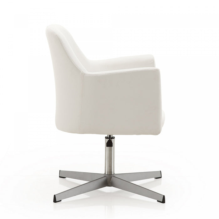 Pelo Modern Vegan Leather Swivel Lounge Chair in White - Set of 2 Accent Chair 