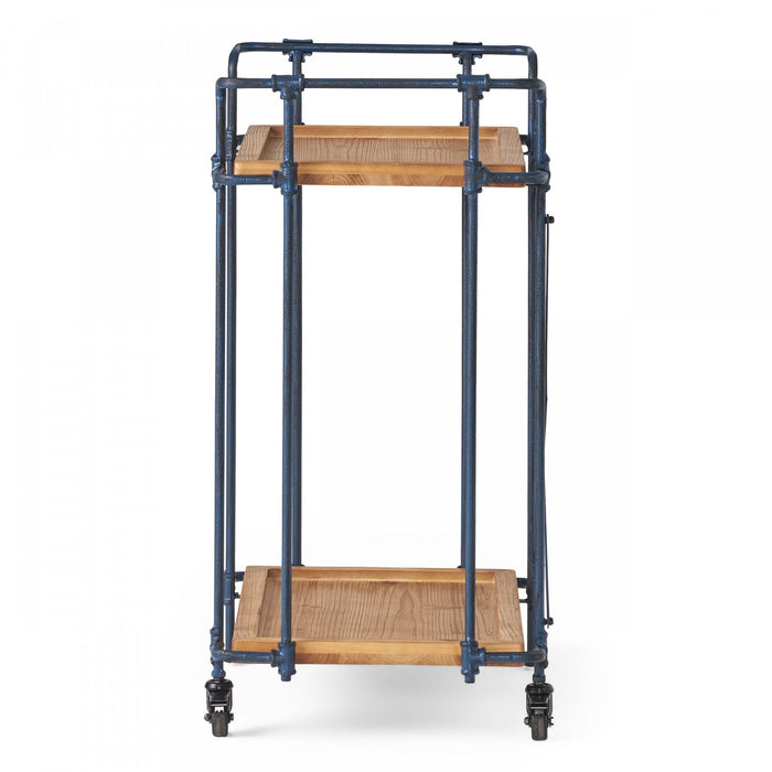 Daniel Wood And Metal Bar Cart With 2-tier Mobile Serving Storage - Antique Black 