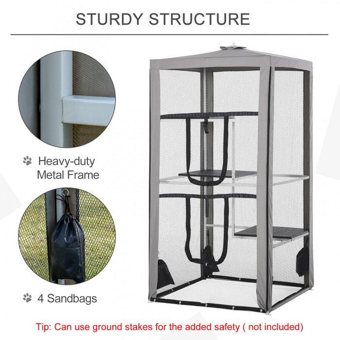 Pawhut Large Catio Outdoor Cat Enclosure Cat House Indoor Kitten Cage Pet Kennel With 3 Platforms, Z