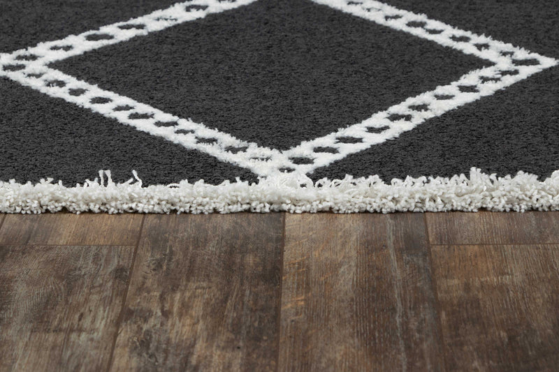 Zelda Contemporary 9'10\" x 12'10\" Area Rug in Black Indoor Area  Rug 