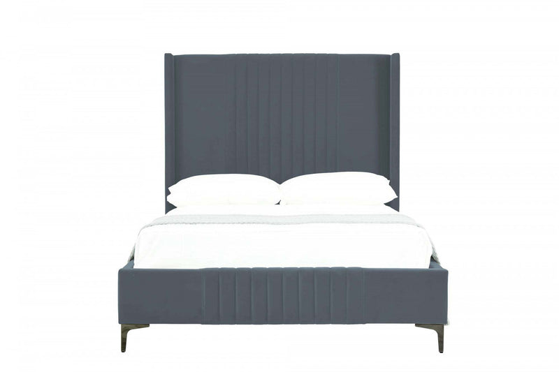 Promenade Mid-Century Modern Upholstered Velvet Full Bed in Gray 