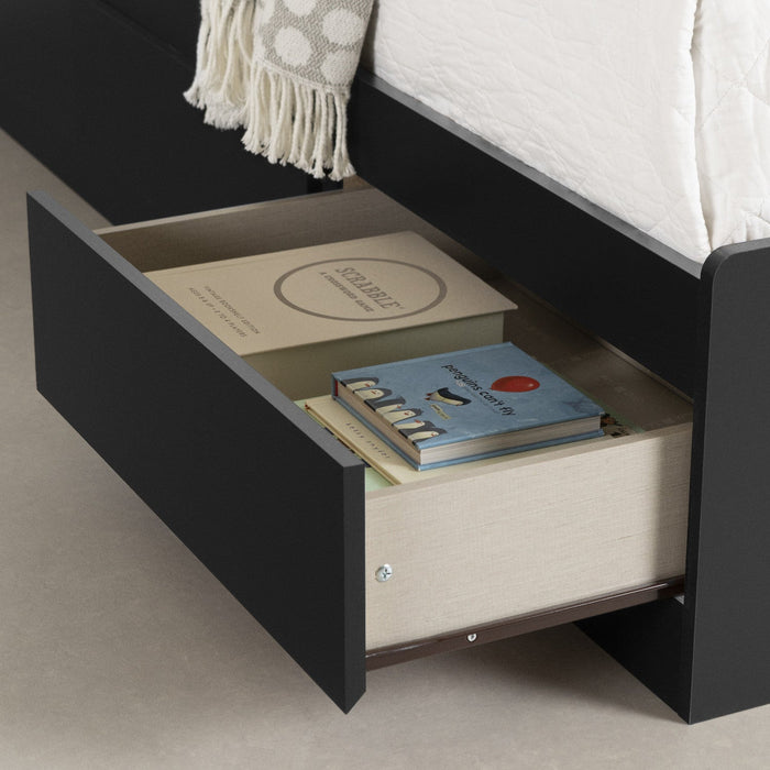 Vito Mates Bed With Bookcase Headboard Set Pure Black - South Shore Twin Bed