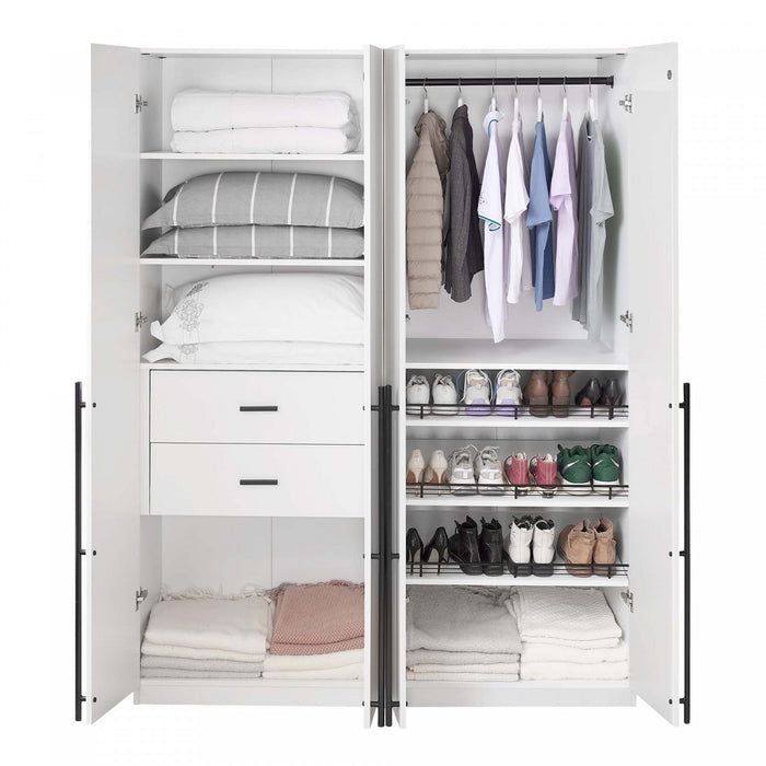 Lee Modern 2-Piece Wardrobe Closet in White Armoire 