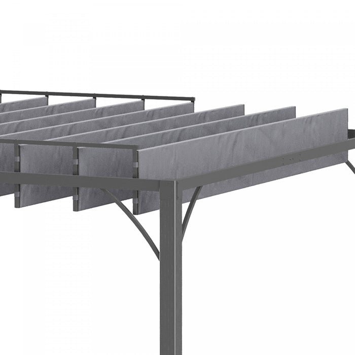 Outsunny 9.5' X 9.7' Outdoor Pergola With Retractable Roof, Aluminium Louvered Pergola Canopy, Patio