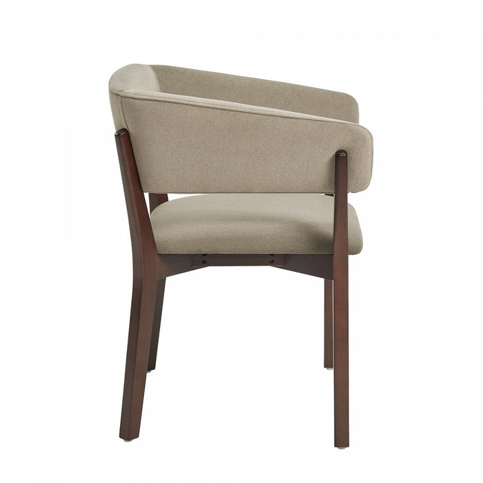 Blake Modern Wood Faux Mohair Armchair in Linen 