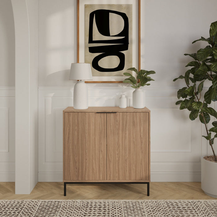 Nordika Slim 2-Door Storage Cabinet - Light Walnut 
