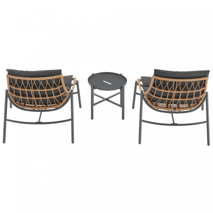 Sunset Modern 3-Piece Conversation Set in Gray 