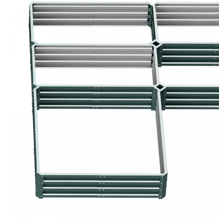 Outsunny 8×8×1ft Raised Garden Bed Kit，5 Pcs Outdoor Metal Planter Box For Vegetables, Flowers, Herb