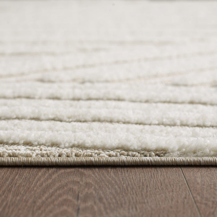 Quinto Brushed Beige Waves Shag Area Rug - 2'7\" x 8'