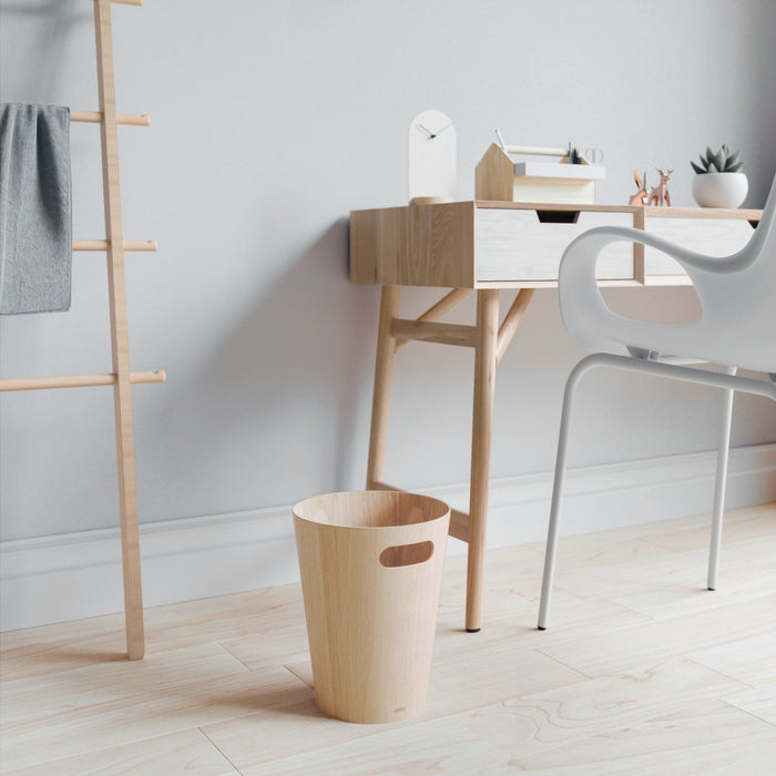 Umbra Woodrow Garbage Bin Trash Can - Natural